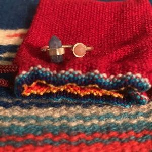 Beautiful, adjustable silver ring with sodalite & pink opal gemstones